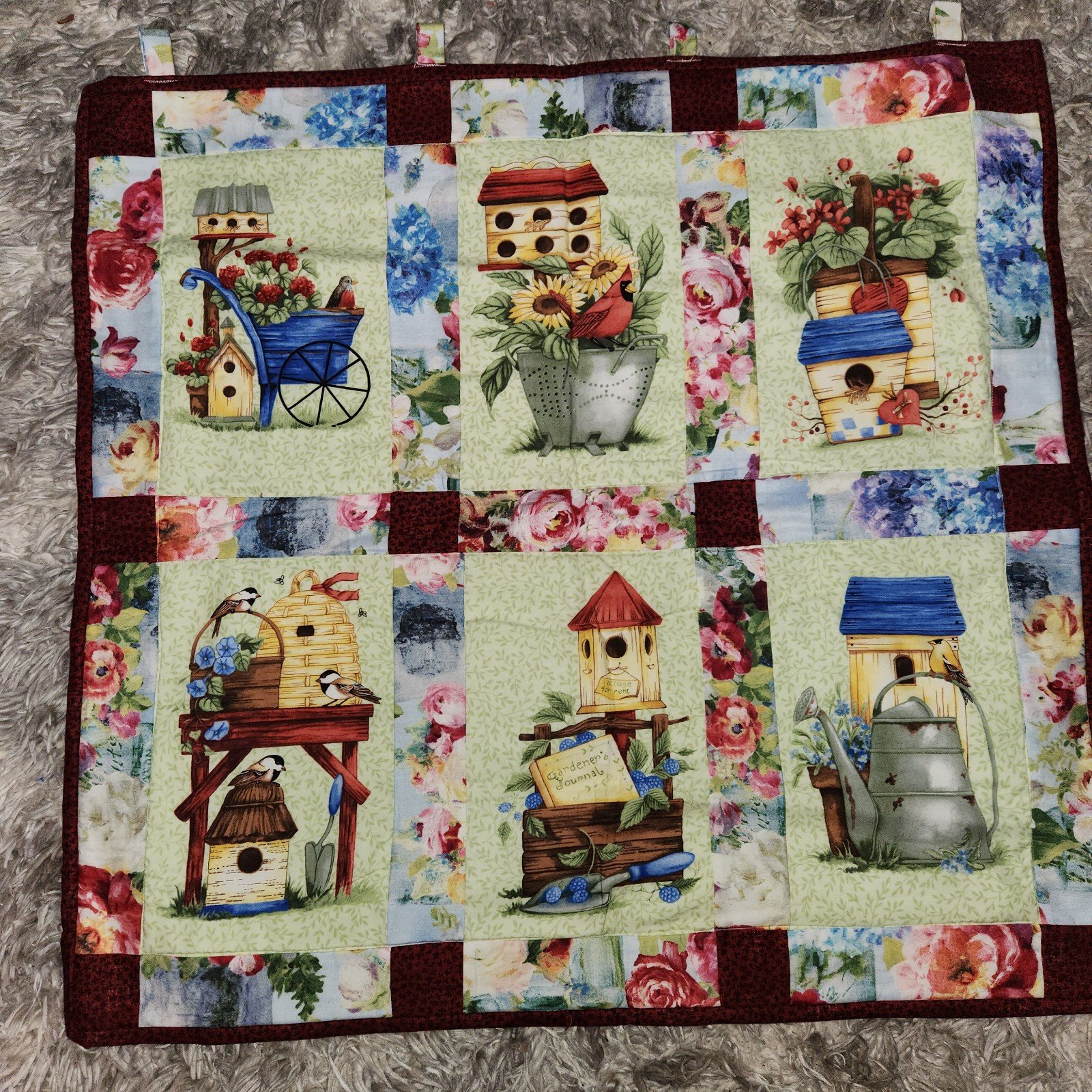Quilted Patchwork Wall Hanging Bird Houses 28