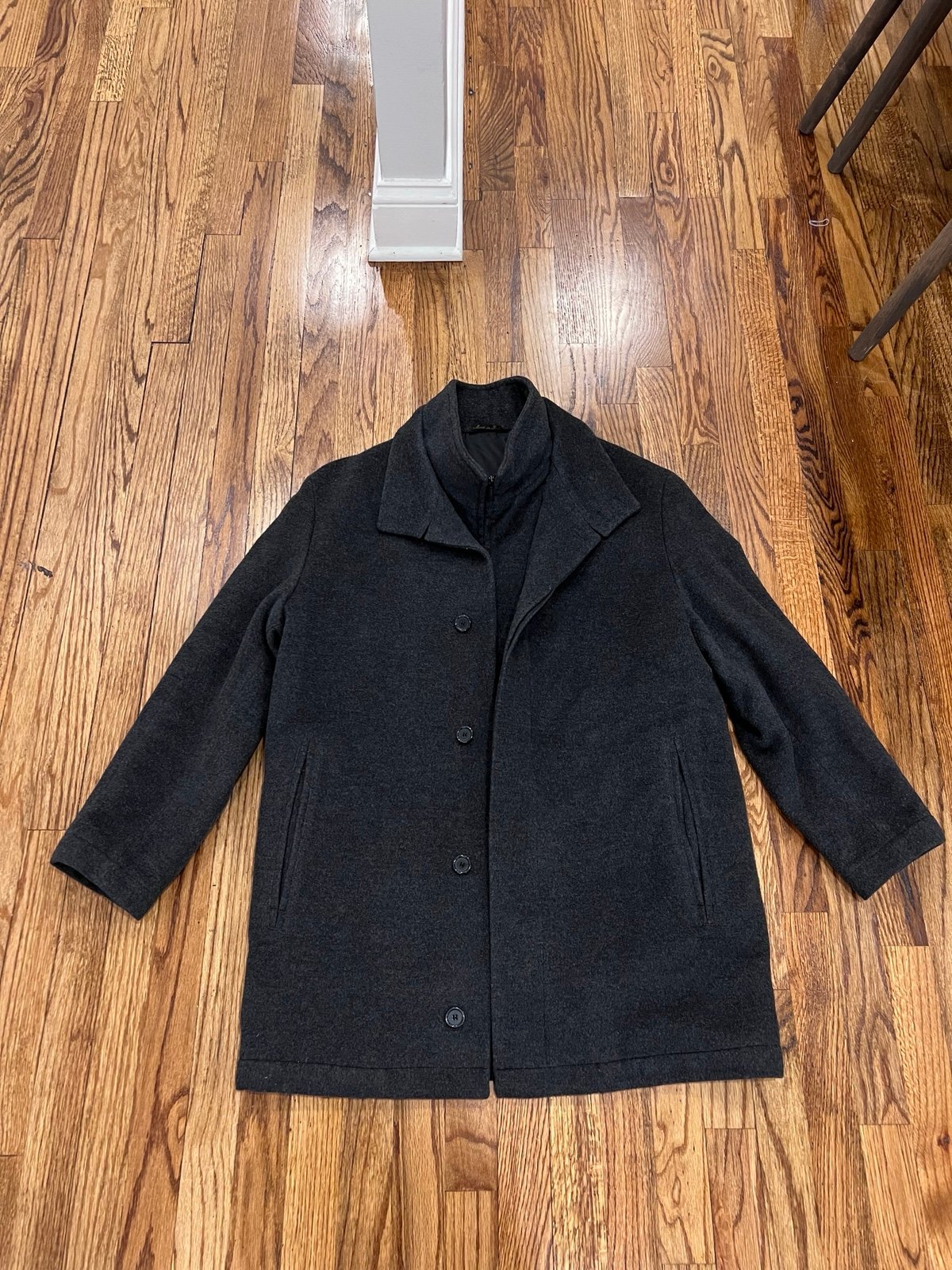 Mario Valente Men’s Peacoat Jacket Zip Up Made In Italy Dark Grey Size 50 GT8f3lZZx