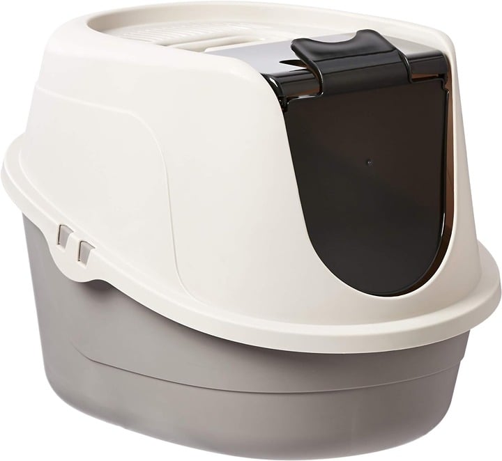 No-Mess Hooded Cat Litter Box, Large, Multicolor24 in x 18 in x 17 in--NEW jgM6F6UfQ
