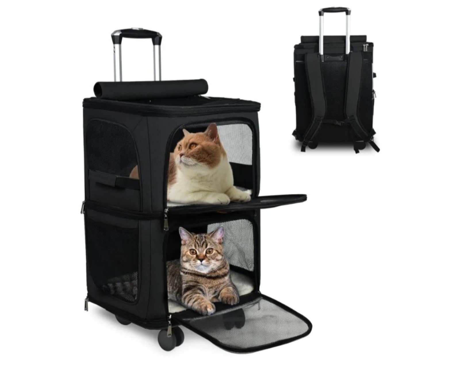 GJEASE Double-Compartment Pet Dog Rolling CarrierBackpack For Travel, GarageBin ki8elKUbp