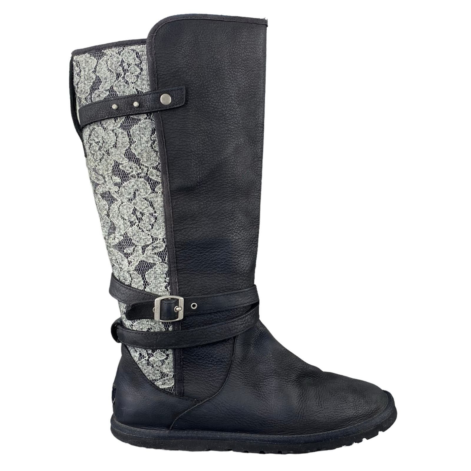 UGG Women’s Marielle Black Leather Winter Boot Size US 11 lrrXa2RAf
