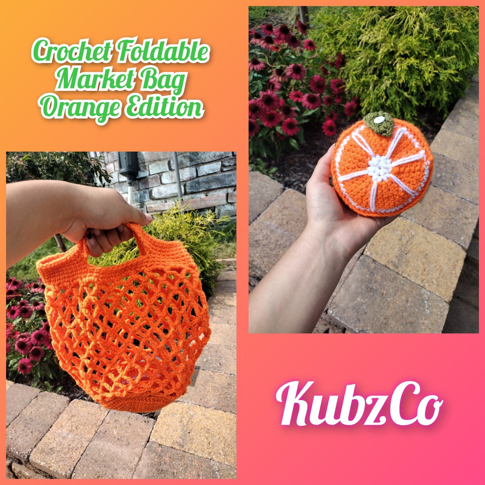 Orange Crochet Foldable Market Bag IsdIt5yQQ