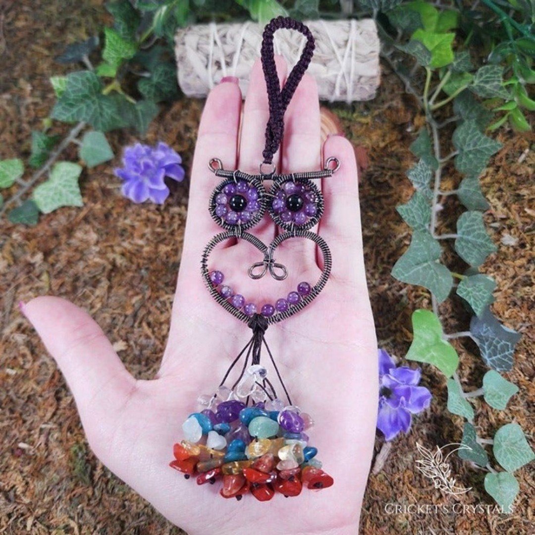 Handmade Amethyst Crystal Owl Décor #71 pBNTiFaw2