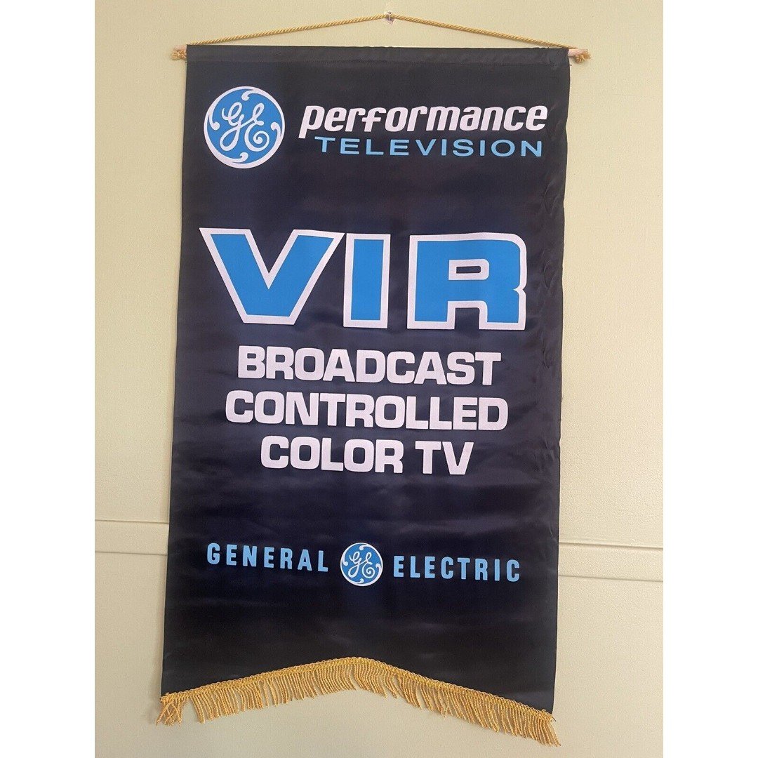 Vintage GE General Electric Performance Television Retro Store Banner-Sign GYic847I0