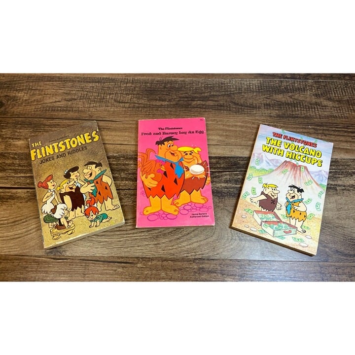 Lot of 3 Vintage Flintstones Paperbook Lot Jokes Riddles Lay Egg Volcano Hiccups q72OPh0g4