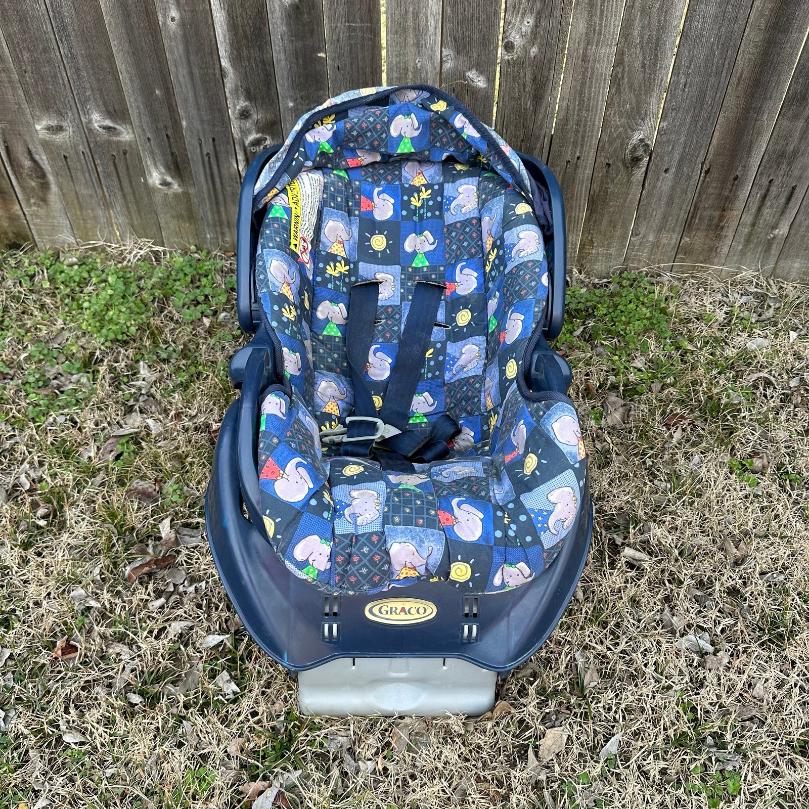 Vintage Graco Baby Seat Carrier With Base Elephant Allover Print Multicolor Nt5WbOp3q