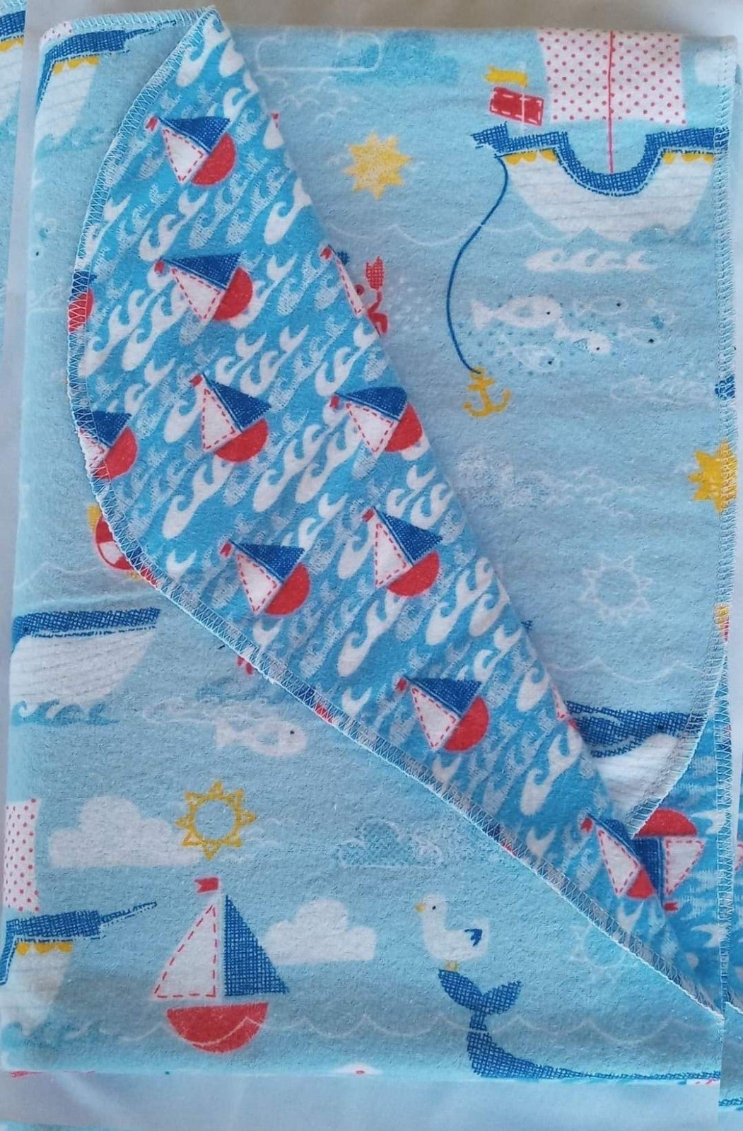Handmade sea themed oversized baby blanket 100% cotton flannel i61wGokSC
