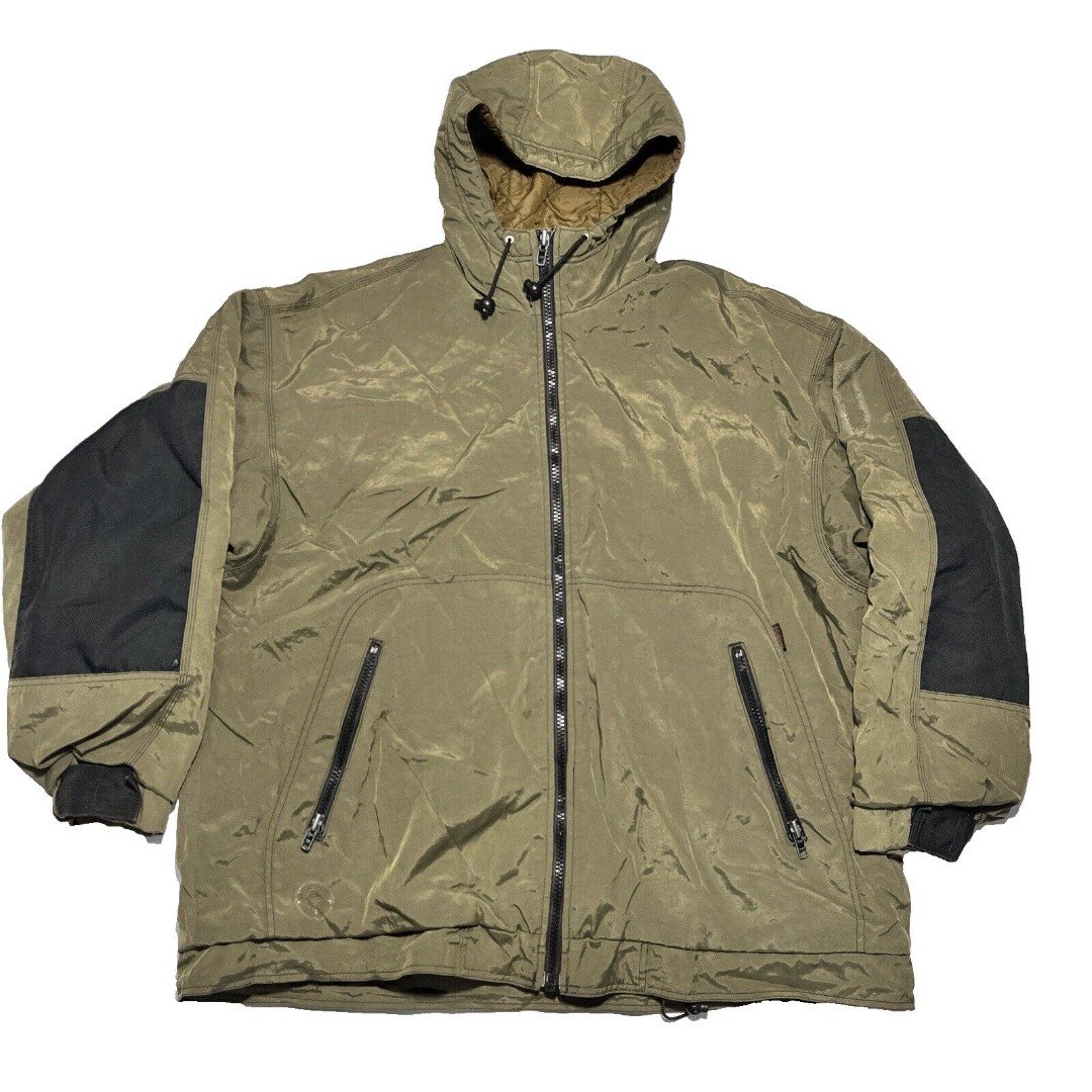 Columbia Rain Waterproof Oversized Jacket Coat Tick Mens XL VTG Green Hood H3wyx2fFs