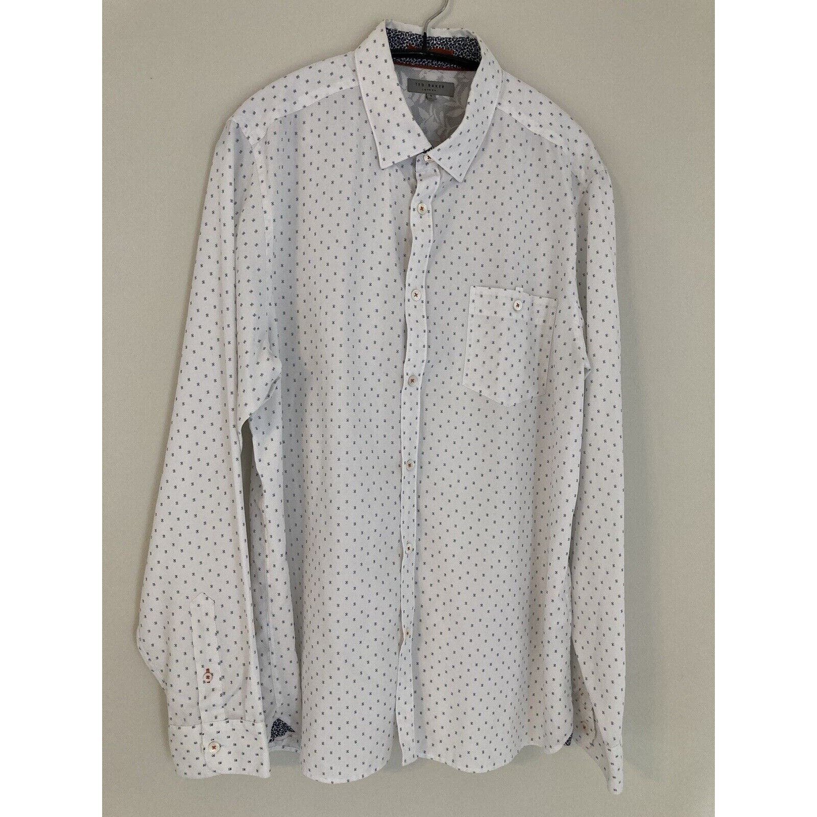 Ted Baker London Men´s White Geometric Dots Button Down Dress Shirt EU 5 OiuPKzuHi