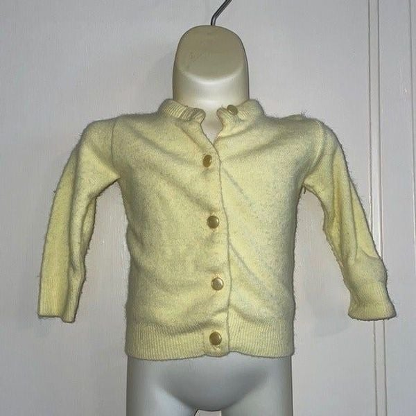 Vtg Another Dell Product yellow orlon infant/baby cardigan sweater Qzct4ajYf