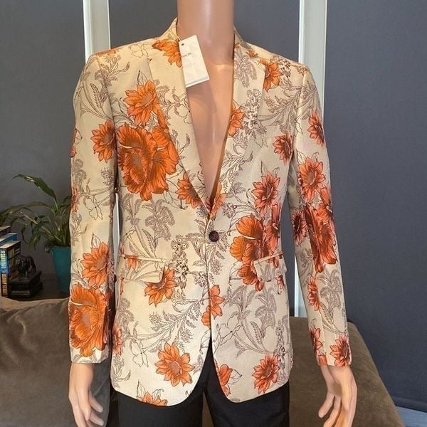 Men’s Floral Suit Jacket Blazer Prom Party Wedding Slim Fit Size 34 NWT qSqjXdmkY