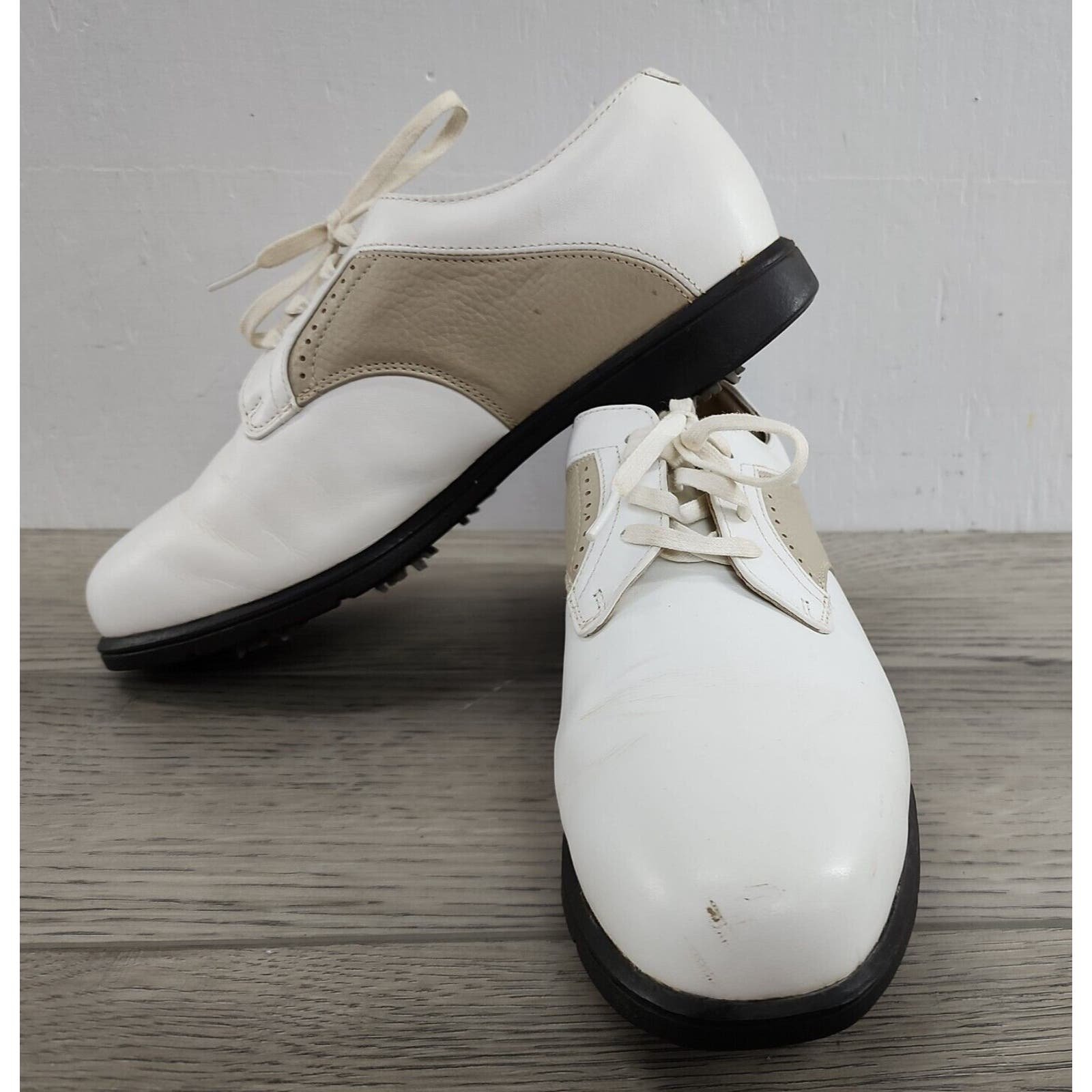 Women´s Nike Golf Verdana Last 192093-122 White/Tan Leather Golf Shoes - Size 8 RbvFH6IQS