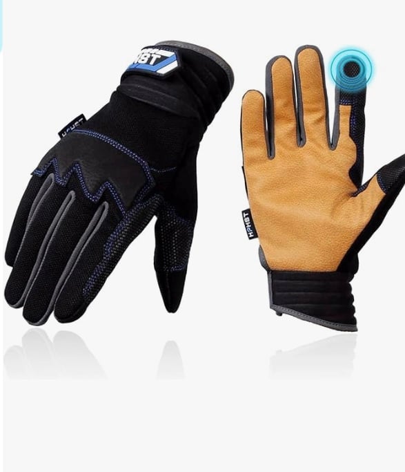 HPHST Work Gloves Leather Mechanic Touchscreen Working Construction Glove Medium MuxUYuYW7
