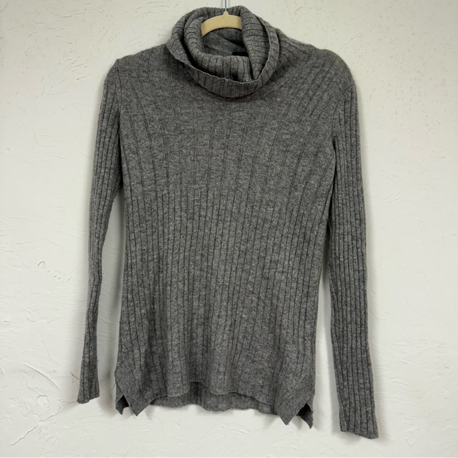 Theory Grey Cashmere Ribbed Turtleneck Sweater Womens XS oEHkMvYdD