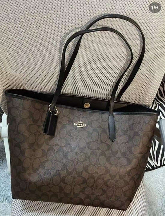 coach city33 tote bag presbyopia dark brown color, women´s handbag huYeEnML8