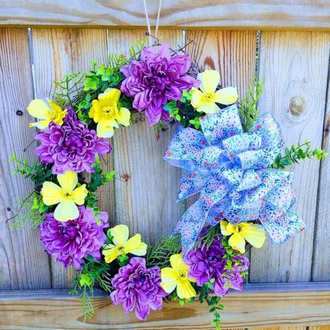 HAND CRAFTED SPRING FLORAL GRAPEVINE WREATH 20