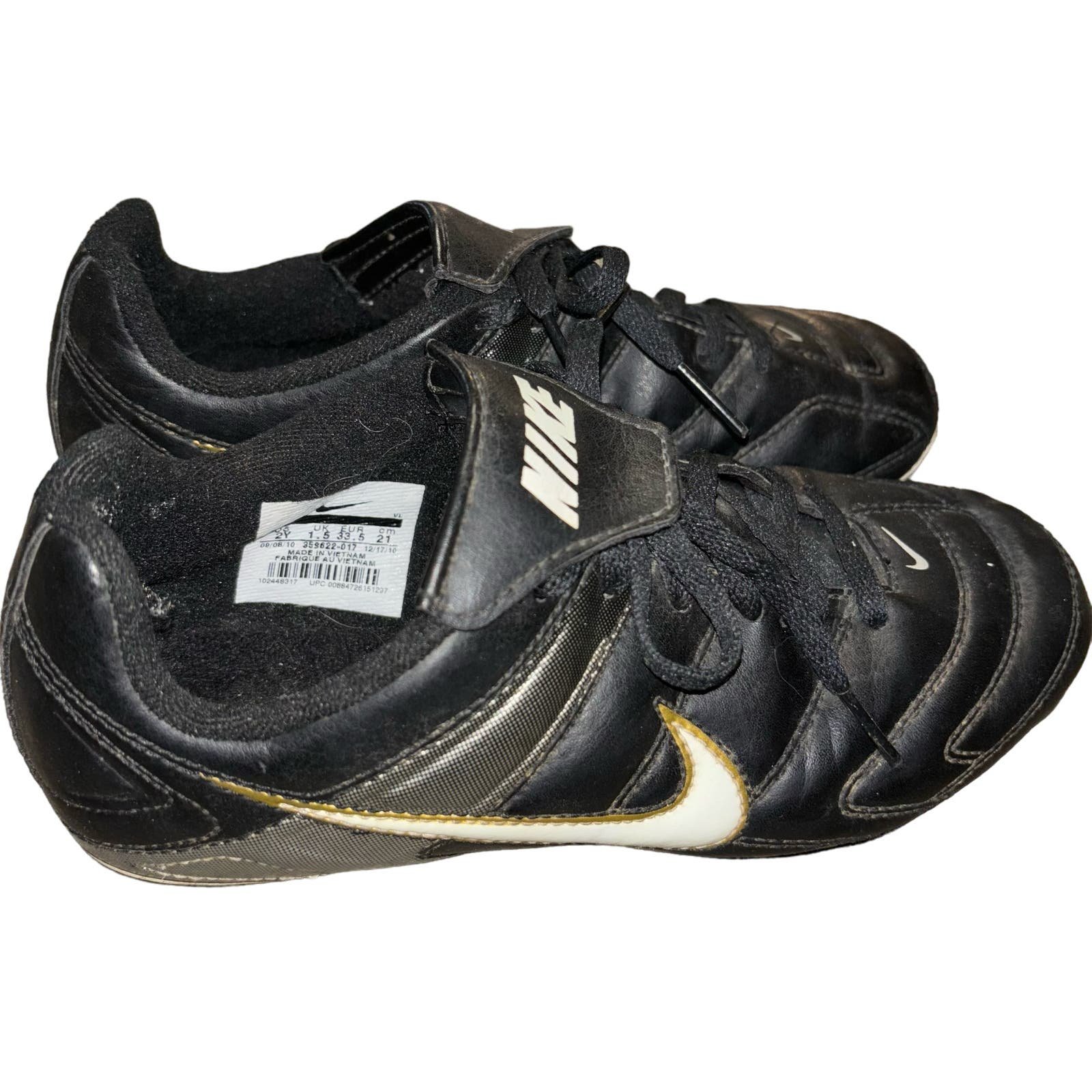 Nike youth cleats black/white/gold (size 2Y) RywpUQTe7