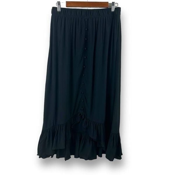 Loft Women´s Size M Black Tiered Ruffle Midi Skirt Peasant Style New kCFvkupqh