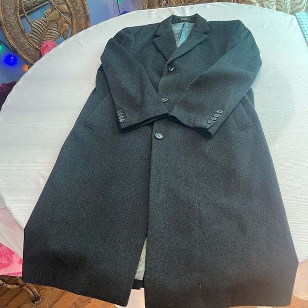 Calvin Klein 100% Cashmere Grey Herringbone Trench Coat Jacket Coat Size 42R r0t3CK05C