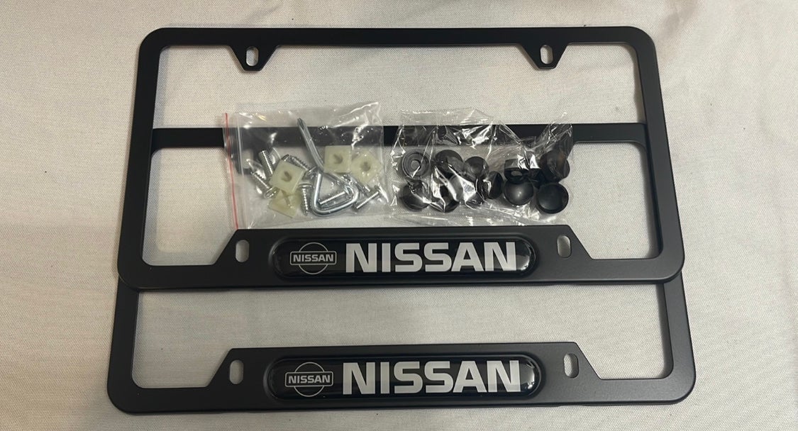 Nissan License Plate Frames Set of 2 With Attachments P3pe4jjhu