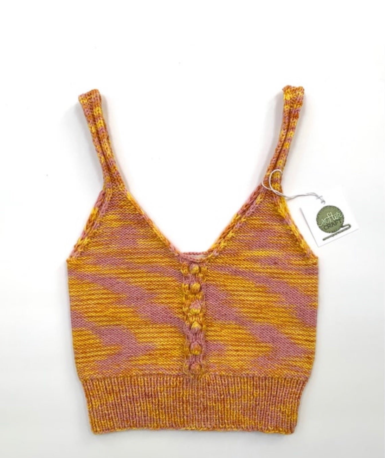 Handmade Knit Bralette - Extra Small XS Bobbles - Pink, Orange, Yellow Handknit rnPTquoOx