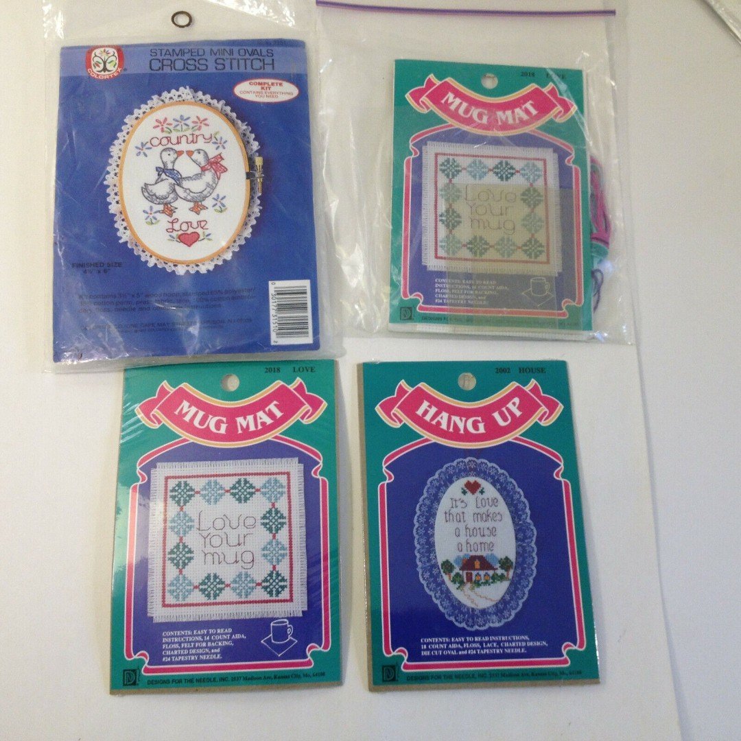 (4) Vintage New Old Stock Cross Stitch Various Small Designs kPyXvDwSO