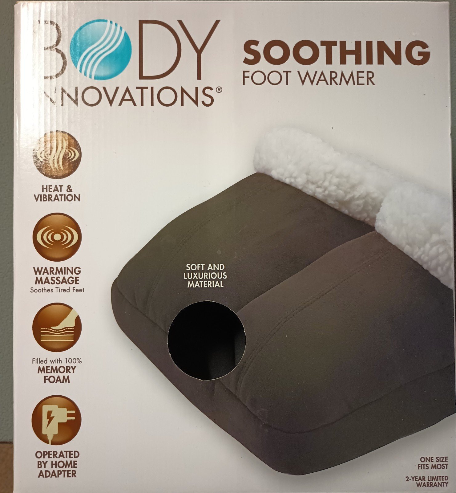 Body Innovations Soothing Foot Warmer Massager with memory foam, black nGOuexxtN