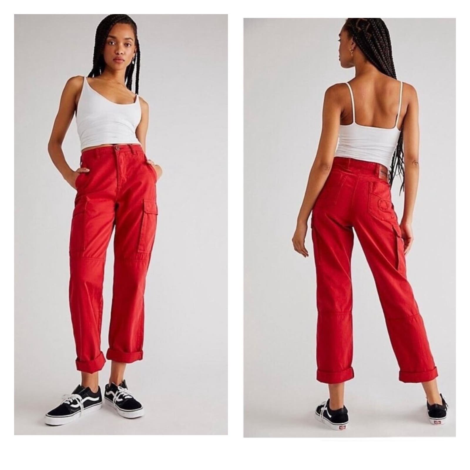 Free People One Teaspoon Cargo Motion Ruby Red Jeans Size 28 ONt22dxTX