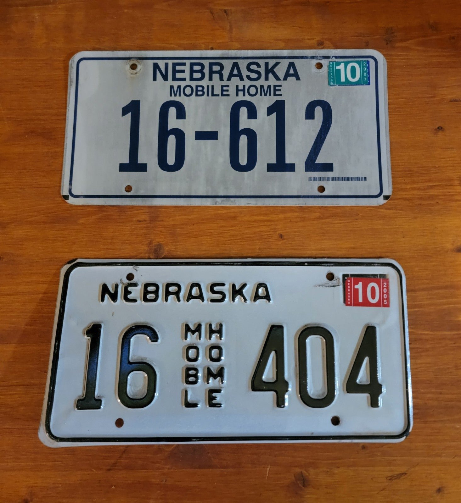 Pair Of Nebraska Mobile Home License Plates 2005 