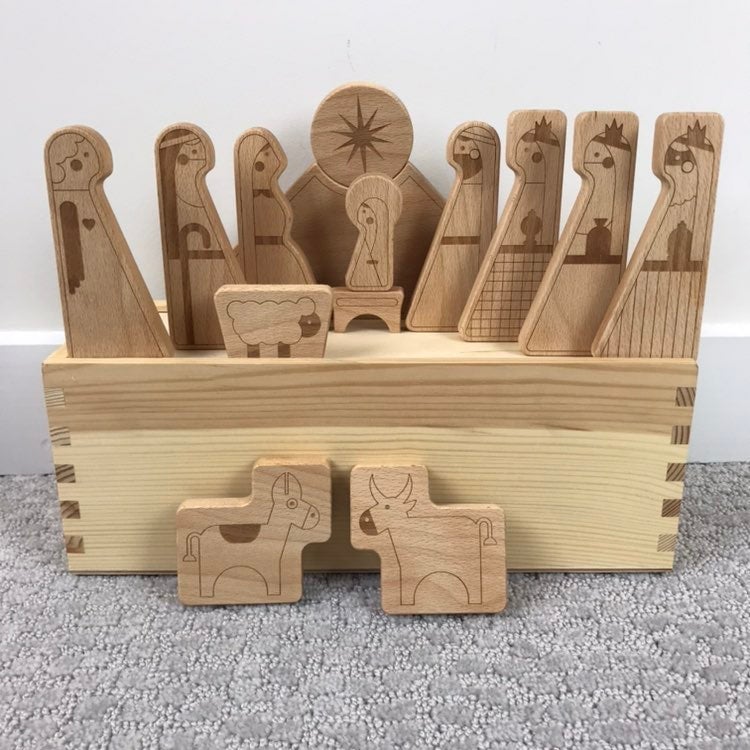 My Mini Fam wooden nativity set kKqrbDwXh