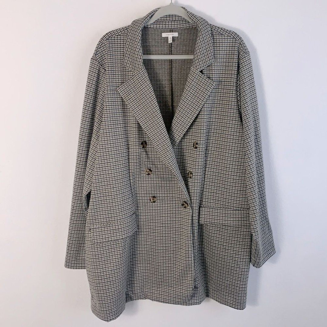 Maurice’s Houndstooth Double Breasted Oversized Lightweight Knit Blazer Plus 3x LqLORHThI