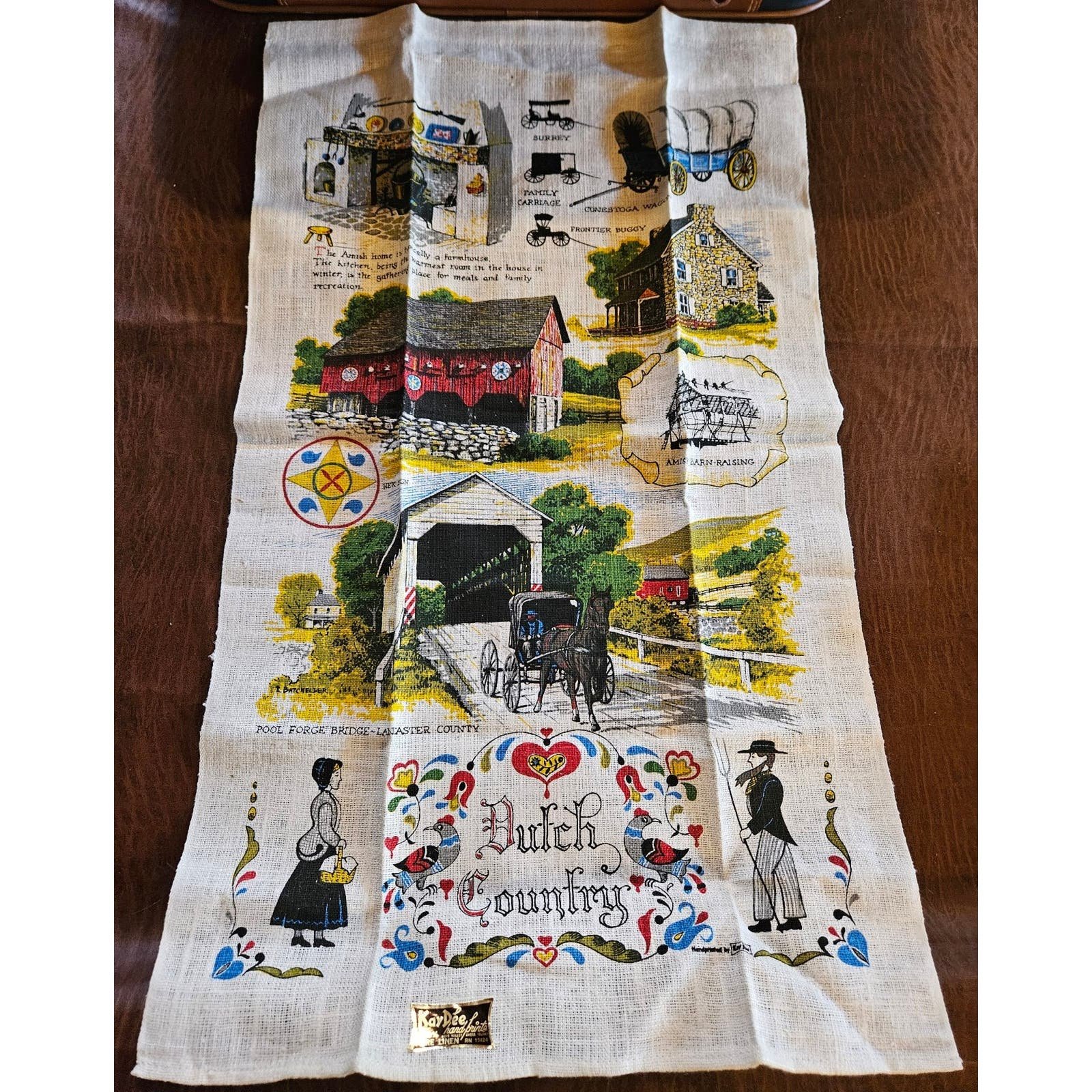 Vintage Kay Dee Handprints 100% pure Linen - Dutch Country tea towel qqf4VoTdz