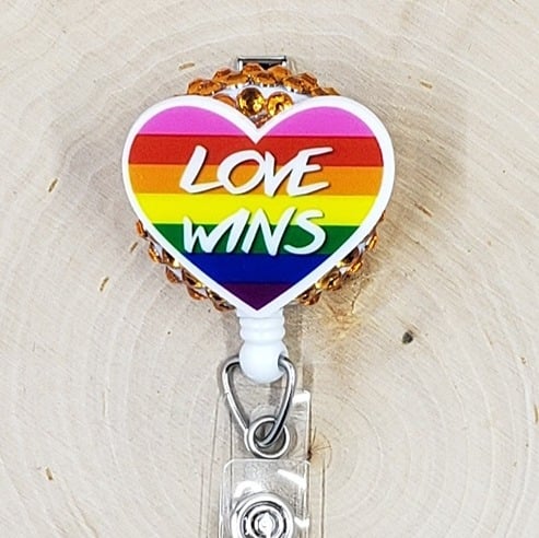 Love Wins Rainbow LGBTQ Pride Mental Health Retractable ID Badge Reel Holder R72oqvEWs