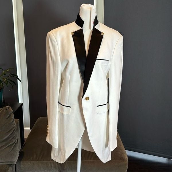 Men’s Mogu White & Black Long Jacket Tuxedo Wedding Size 36 Jacket 34 Pants NWT HzapcMl9c